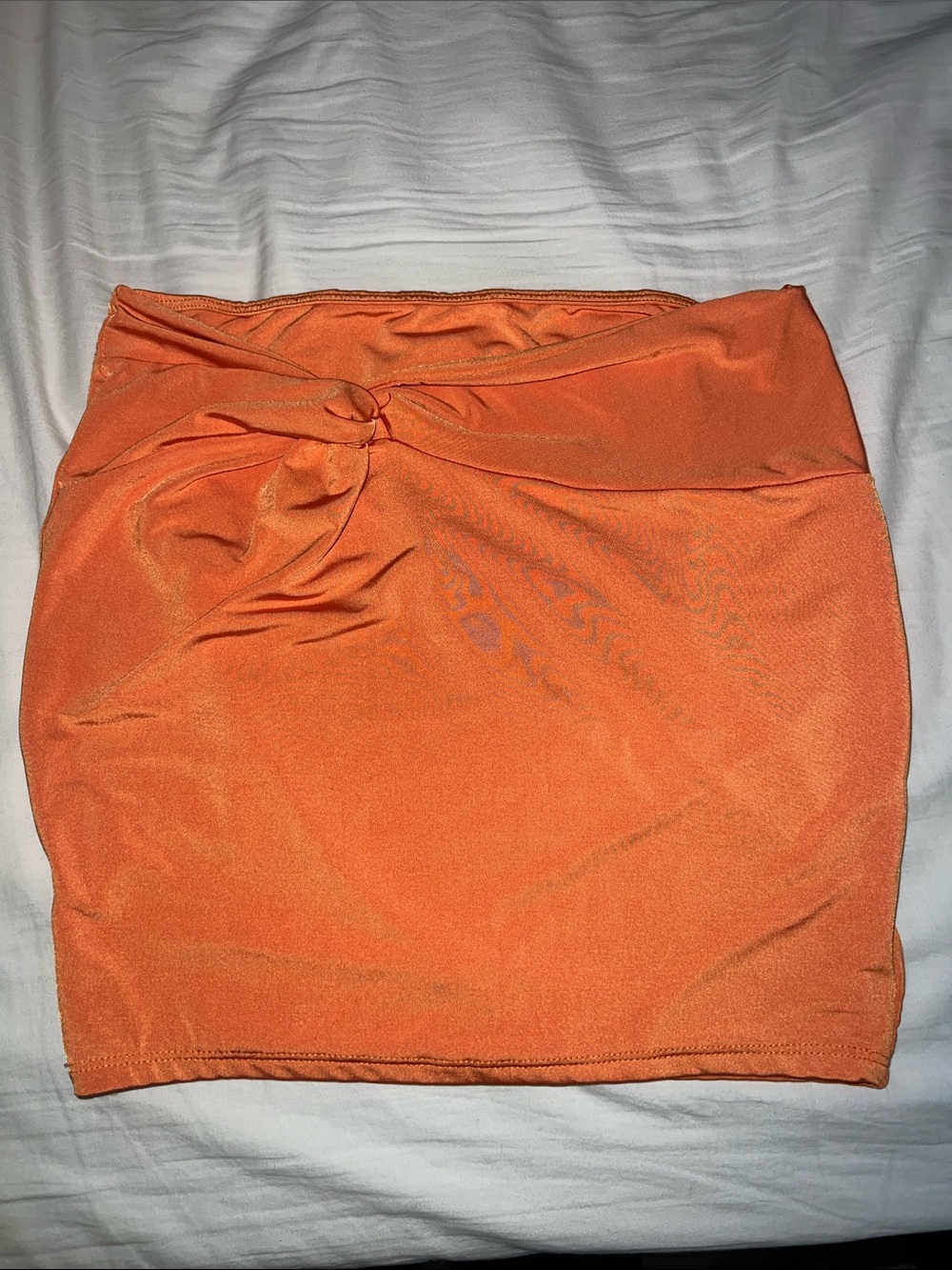Orange Twist Front Mini Skirt